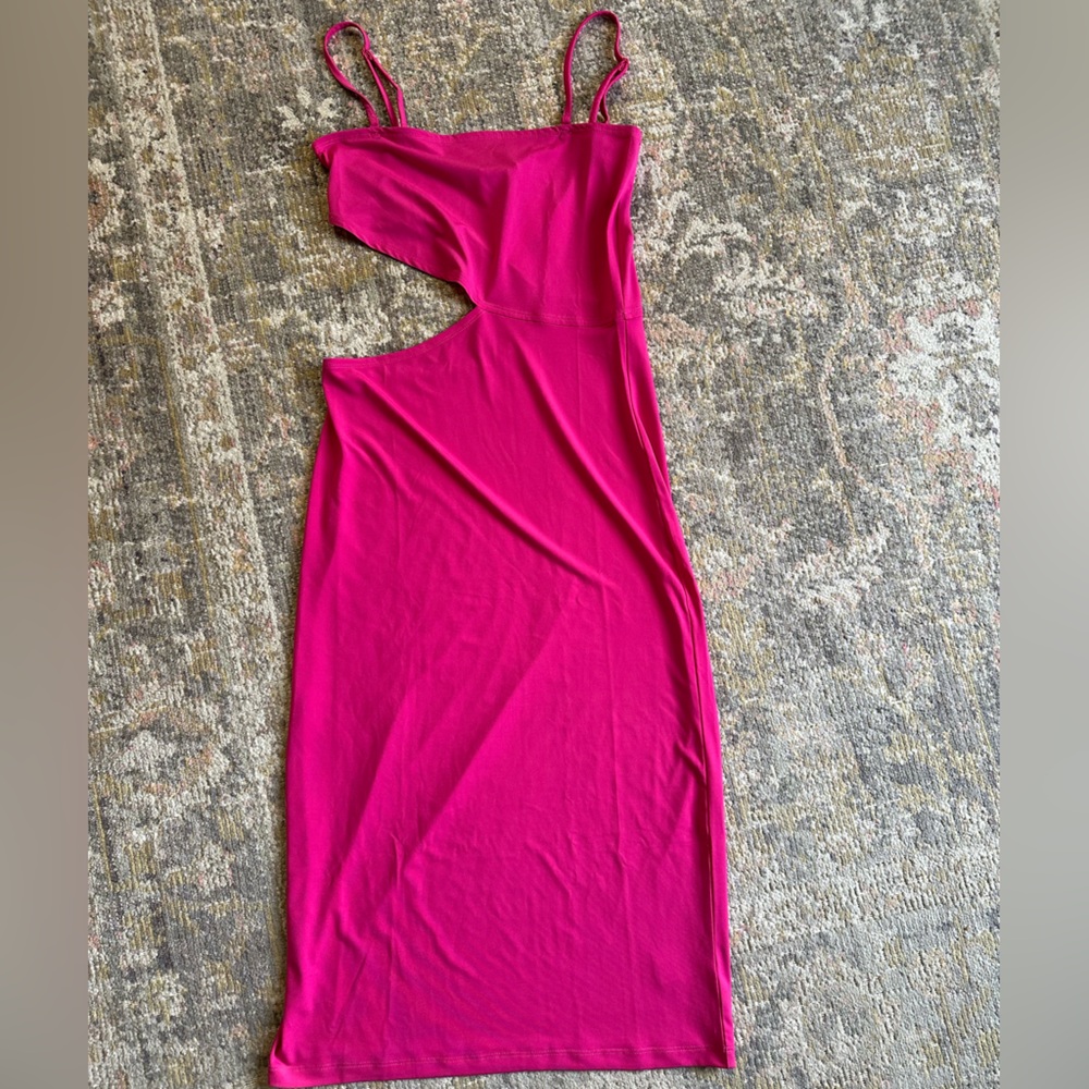 Solid & Striped Cameron Dress Hibiscus Pink Cut Out Midi Dress Medium New w Tags - Picture 4 of 10